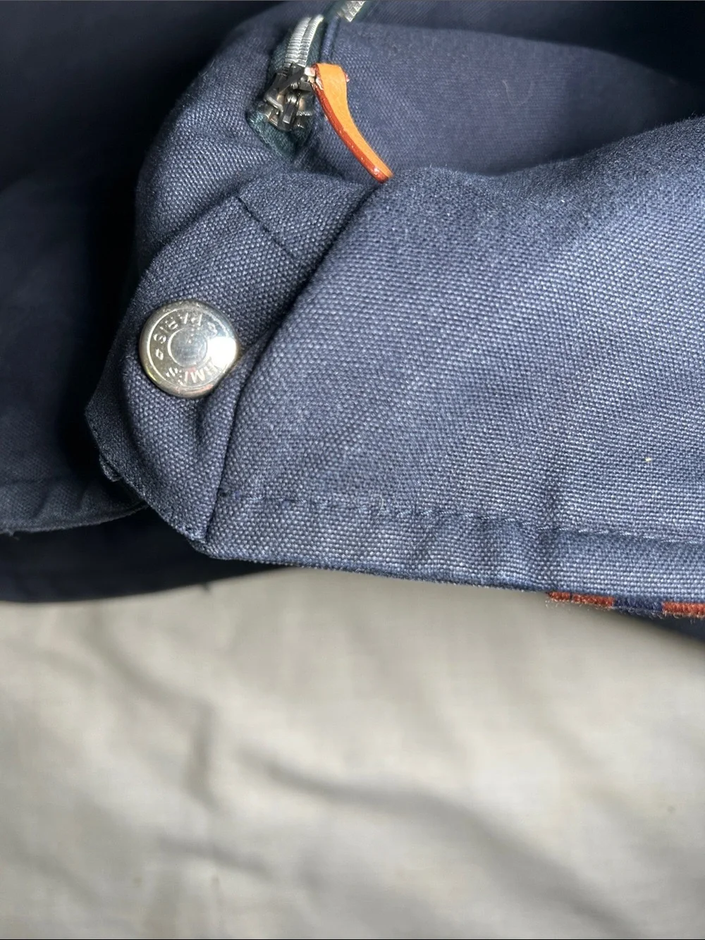 Vintage Hermès Fourre Tout Besace MM shoulder bag in navy cotton canvas